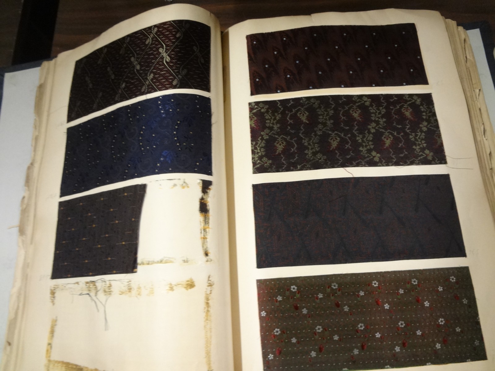 Antique Vintage French fabric swatch sample book most Silk Jacquard # 23