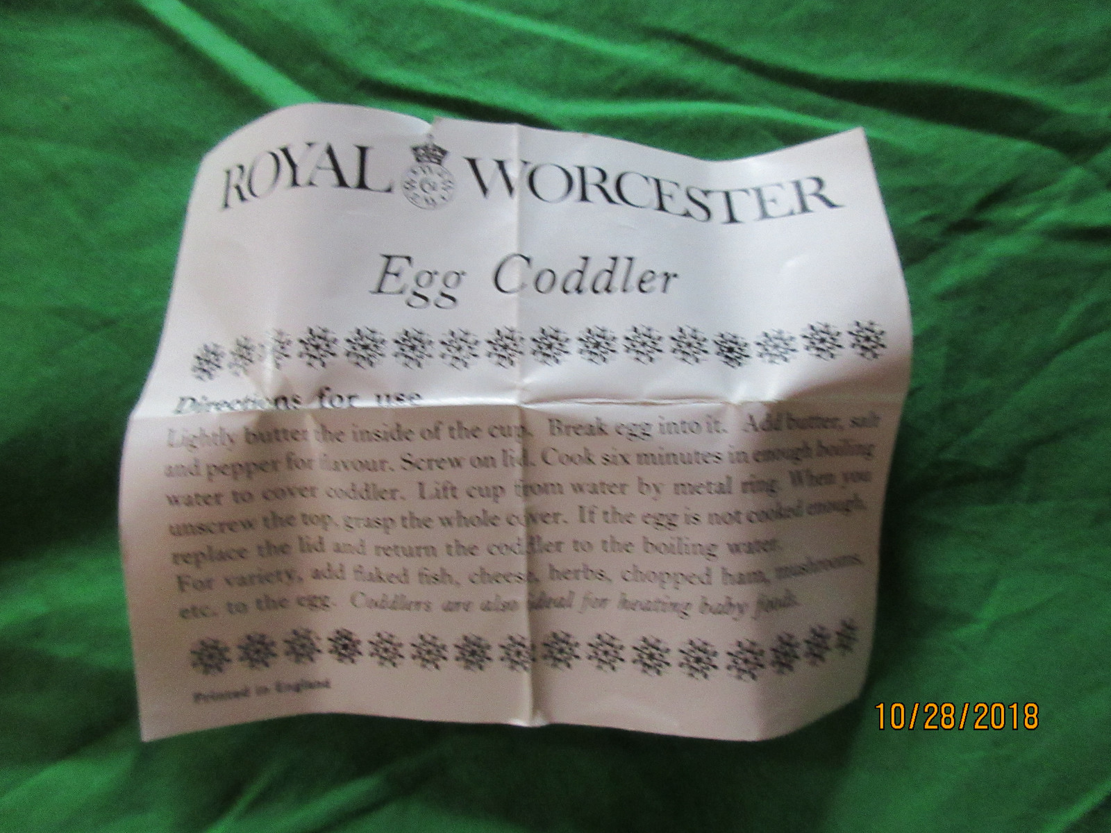 Royal Worcester Egg Coddler: Porcelain: Made In England