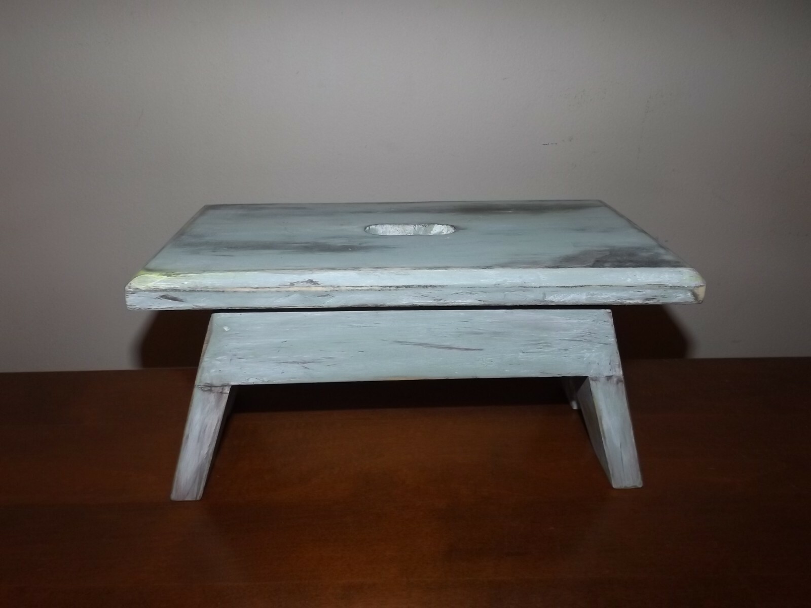 Small Primitive Painted Wood Stool Rustic Farm House Country Decor