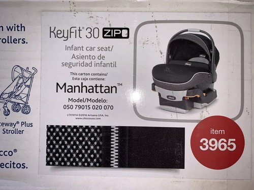 Chicco KeyFit 30 Zip Infant Car Seat BLACK /GRAY  Manhattan Brand new