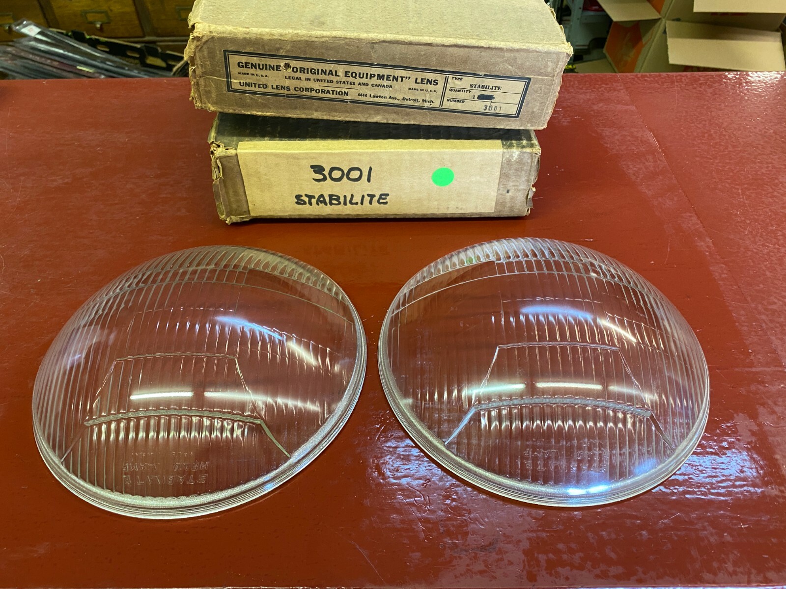 1935 - 1938 CHECKER CAB STABILITE HEADLIGHT LAMP LENS PAIR
