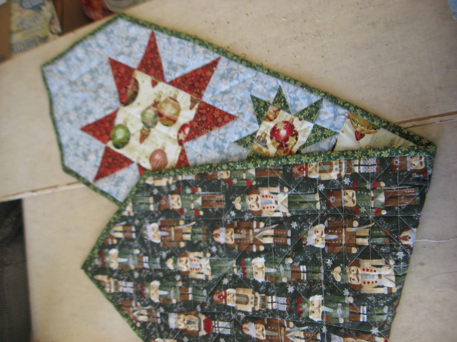 Quilted Trim the Tree Table Runner or Dresser Scarf, Reversible, Handmade
