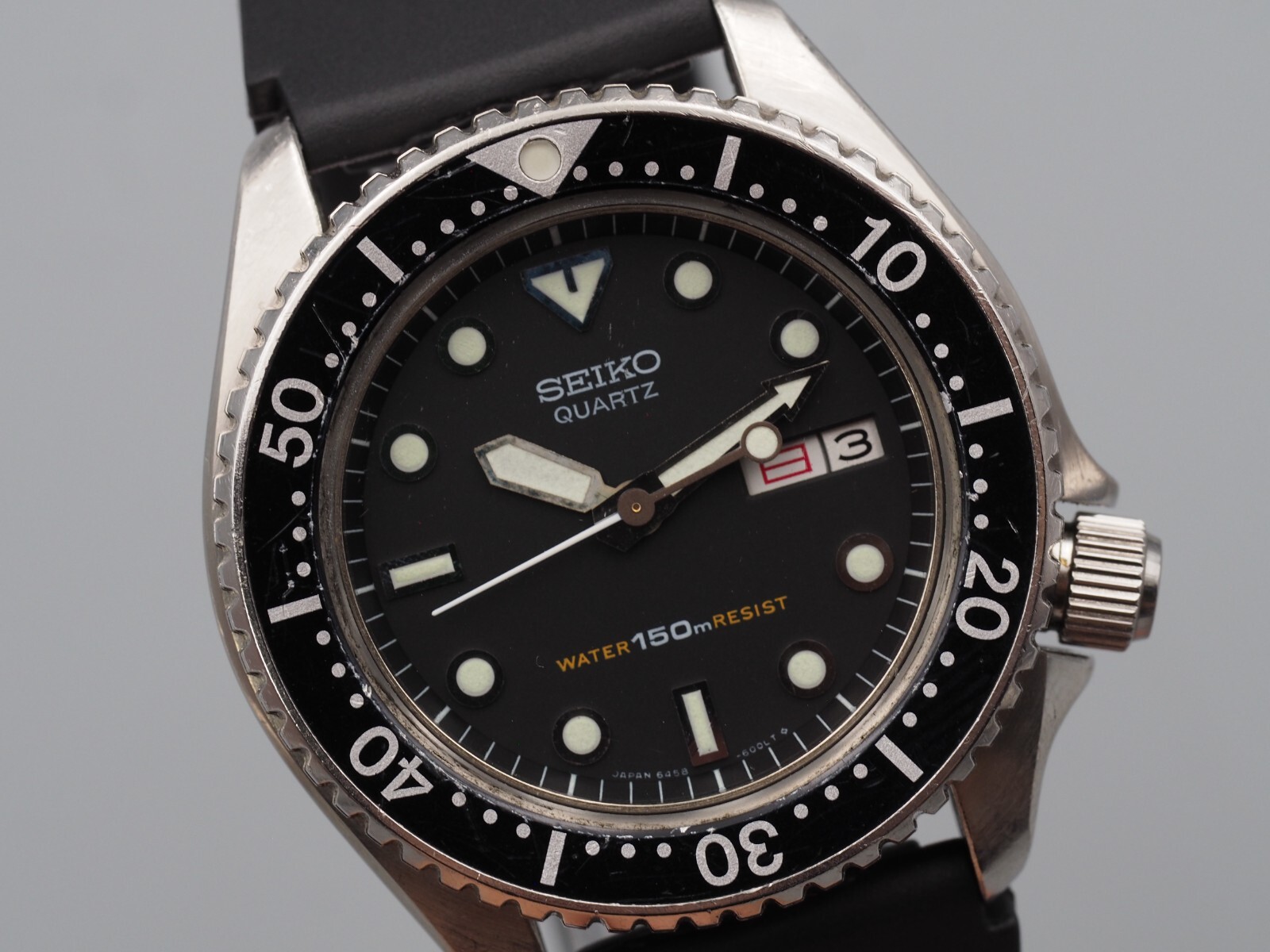 JDM [Exc+5] Vintage SEIKO Diver 6458-6000 Black Dial Day