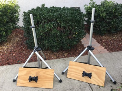 Two Ultimate Support TS-80 Silver Speaker Stands Tripod with 26 by 12 Platforms