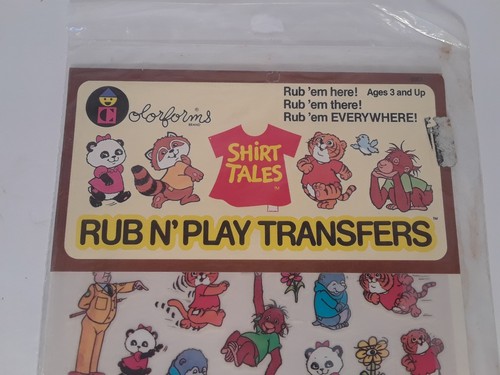Vintage Shirt Tales Colorforms Rub n' Play Transfers 1982