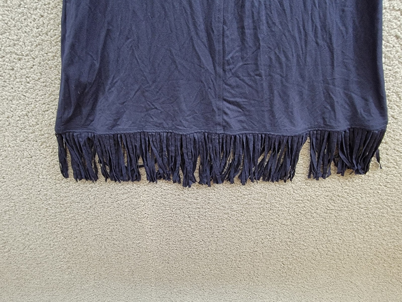 Karen Kane Fringe Hemline Dress Women's XS Navy Round Neck Pullover Style - Picture 11 of 15