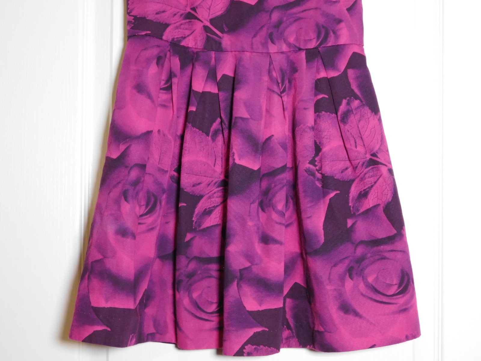 GAP KIDS Dark Pink Floral Rose Print Sleeveless Pleated Dress Girls Size 8 #1019