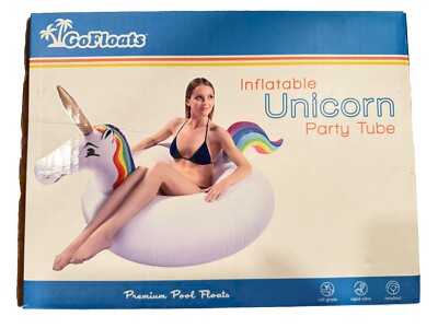 Go Floats Inflatable Unicorn party tube Premium Pool floats 4ft W x 3ft Tall New