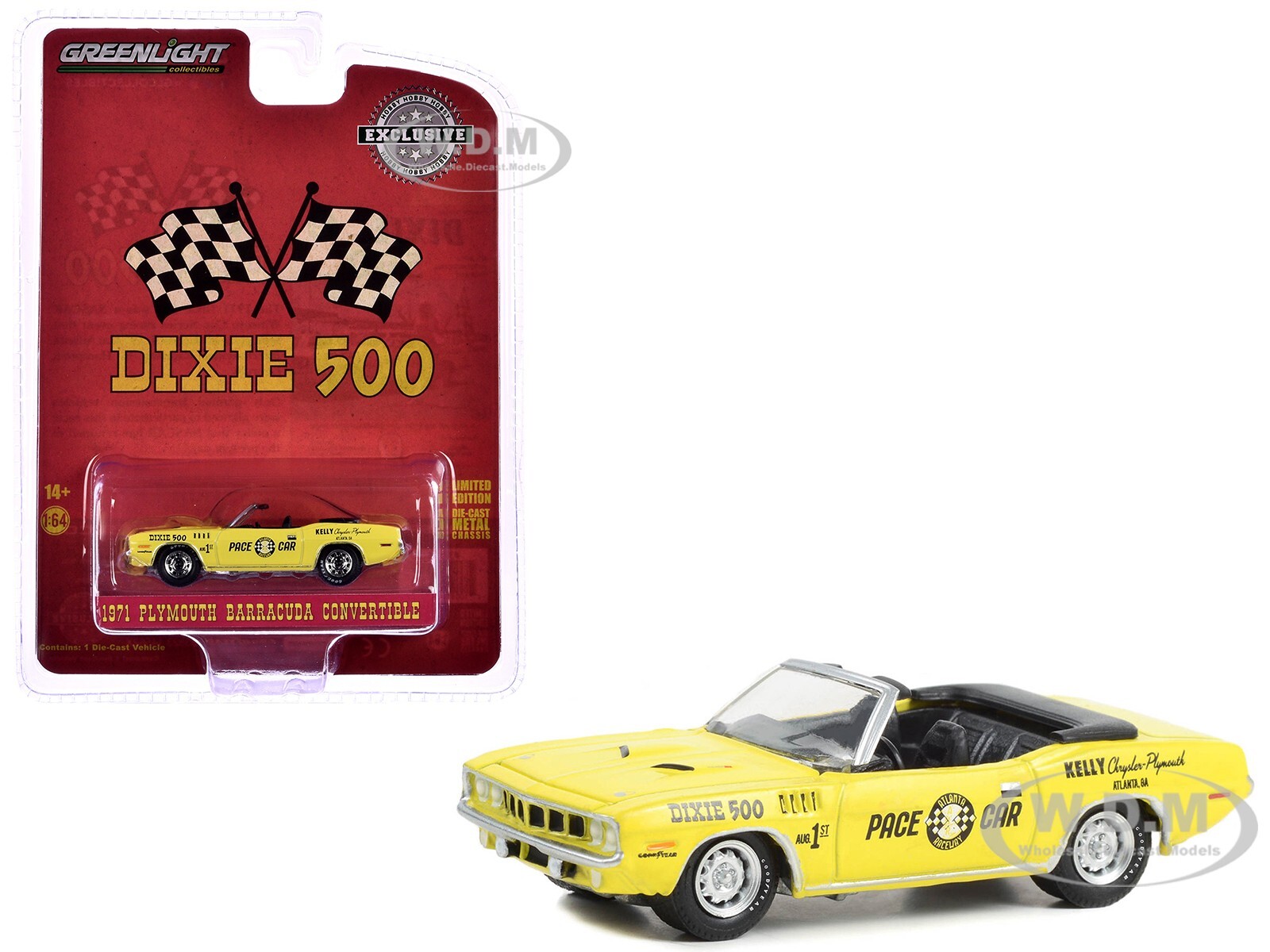 1971 PLYMOUTH BARRACUDA CONVERTIBLE DIXIE 500 PACE CAR 1/64