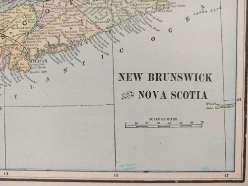 Vintage 1902 NEW BRUNSWICK & NOVA SCOTIA CANADA Map 14
