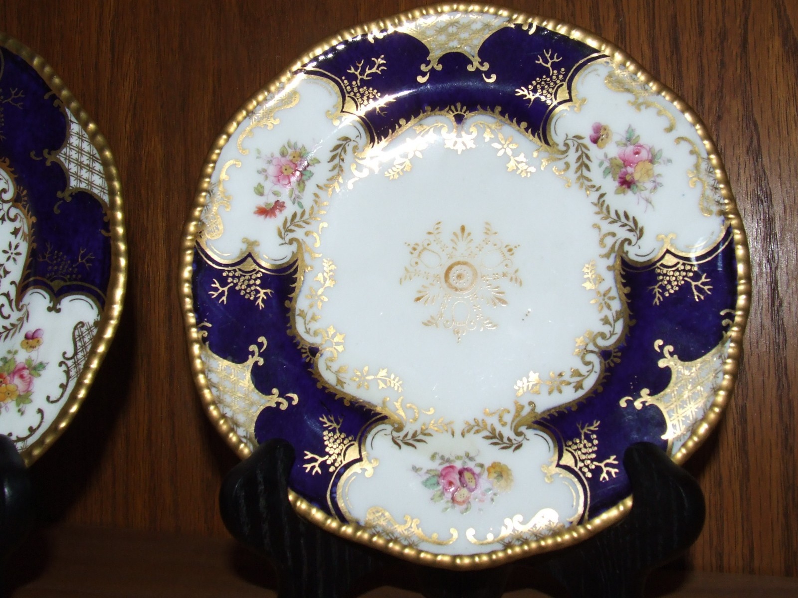 Pair of Antique Coalport Blue Cobalt Batwing Panel 7
