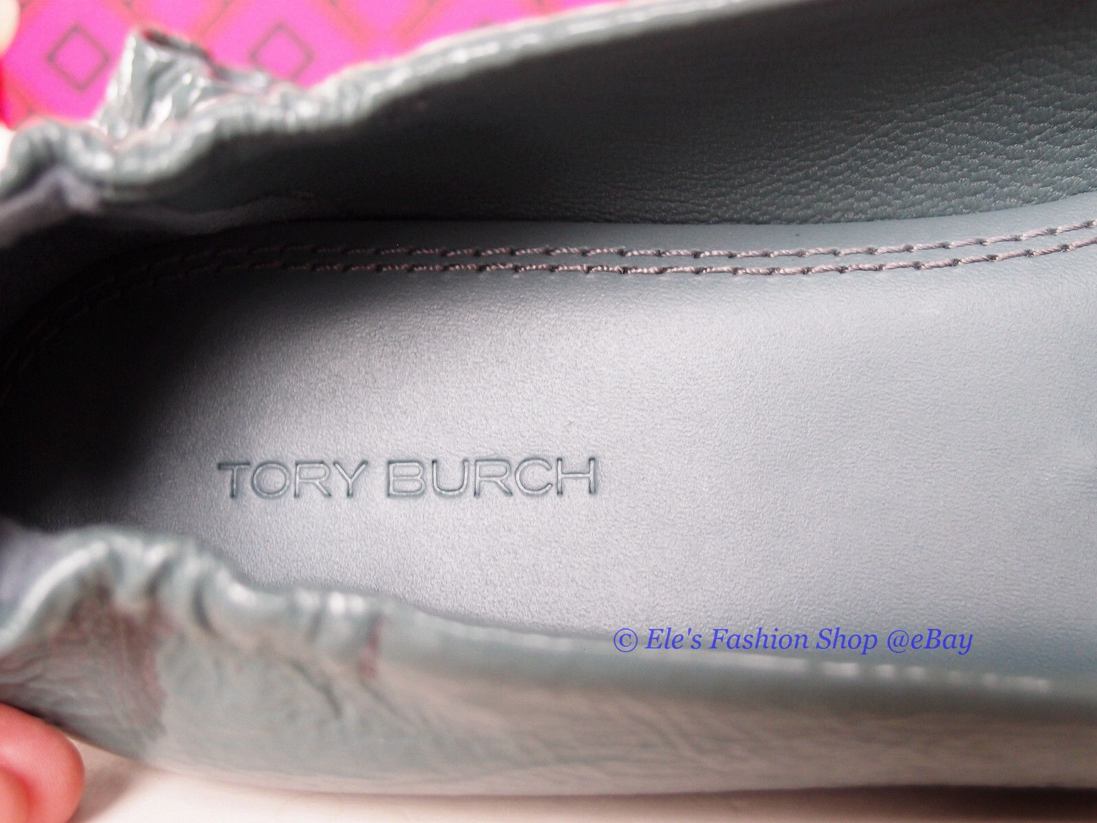 Pre-owned Tory Burch Eleanor Leather Loafer Arctic Blue Us 7.5 8 8.5 9 9.5 Authentic