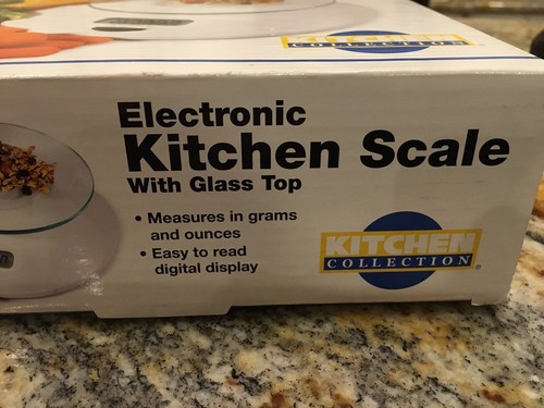 Kitchen Collection Digital Kitchen Scale w Glass Top Grams & Ounces Used W/ Box