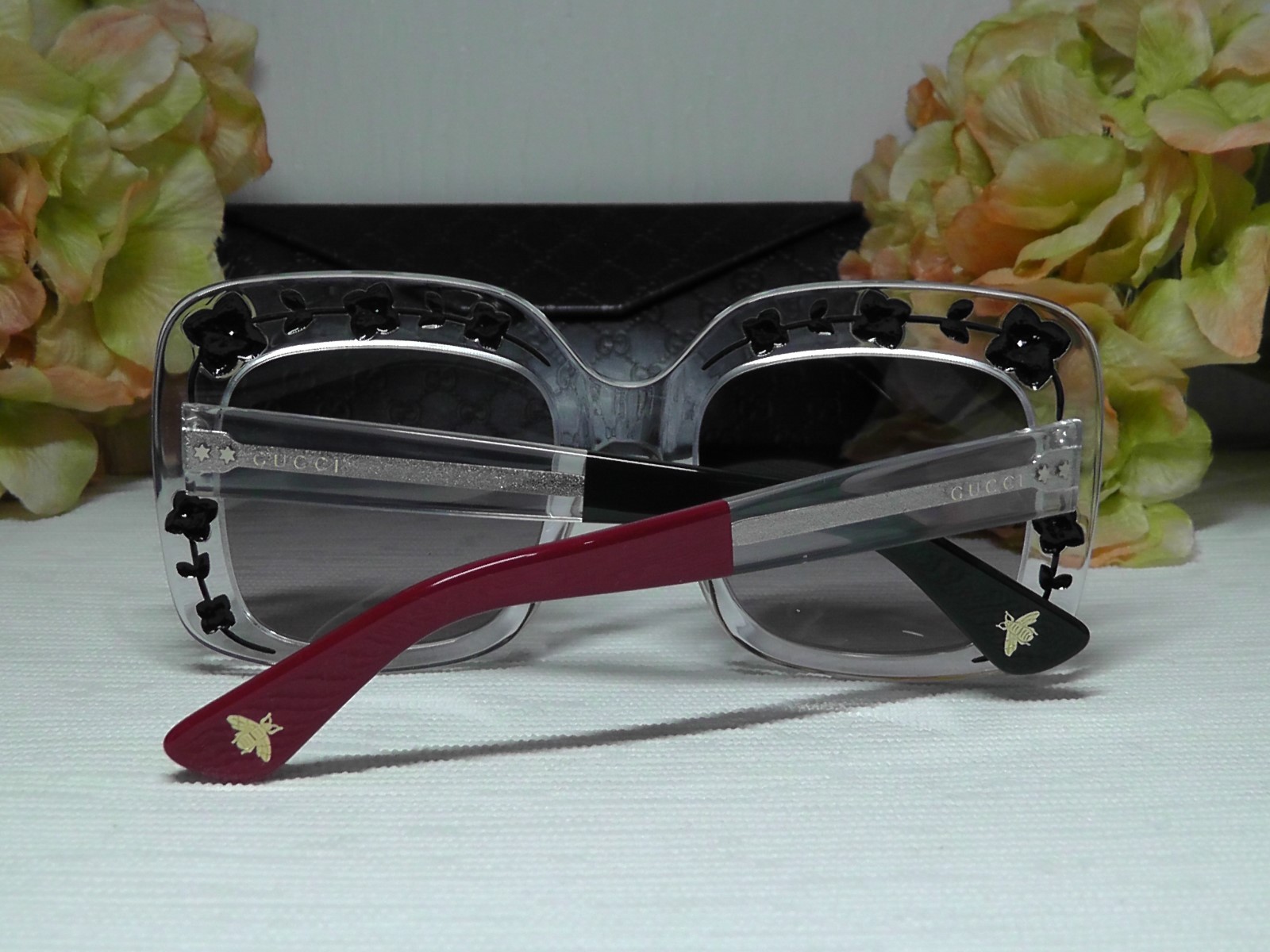 Pre-owned Gucci Gg3863s Oversized Square Black/crystal Frame 900 Eu Sunglasses 54 22 145 In Gray