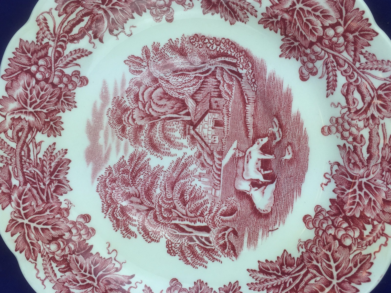 set of 4 saucers Booths china BRITISH SCENERY red transferware made in England