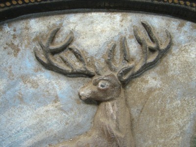 Antique Cast Iron Fireplace Summer Cover Insert Deer Stag Cabin Elk Fire Place