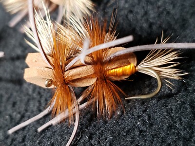 HUMPY ORANGE FLY FISHING FLIES SIZE 6 DOUBLE CUSTOM TIED IDYLWILDE FLY COMPANY