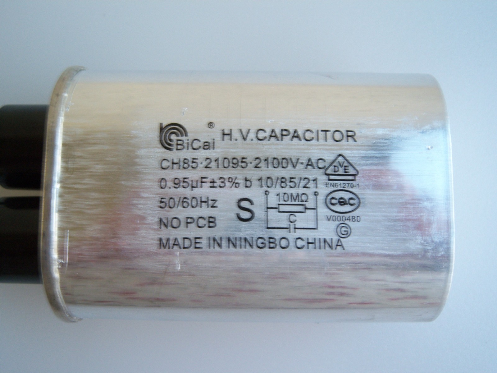 BiCai  CH85-21095 MICROWAVE OVEN CAPACITOR W/ DIODE & BRACKET -2100V AC ~TESTED