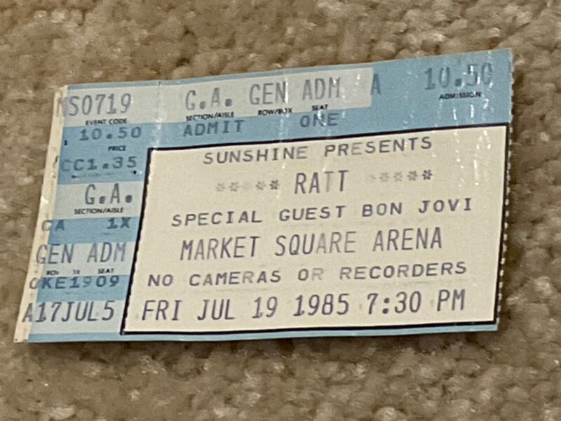 1985 Ratt with Bon Jovi Concert Ticket Stub Indianapolis IN July 19 1985