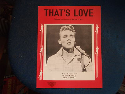 BILLY FURY - That's Love Repro  Sheet Music