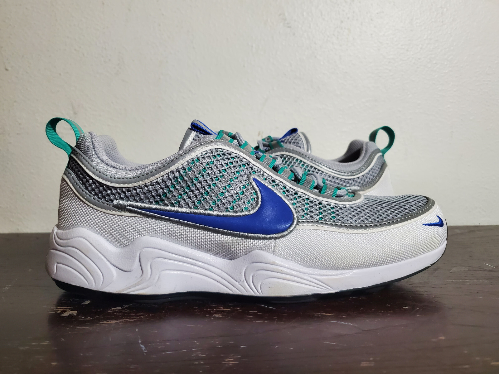 

Кроссовки Nike Air Zoom Spiridon 16 Wolf Grey Racer Blue Platinum White 926955-012 размер 8, Синий, Nike Air Zoom Spiridon
