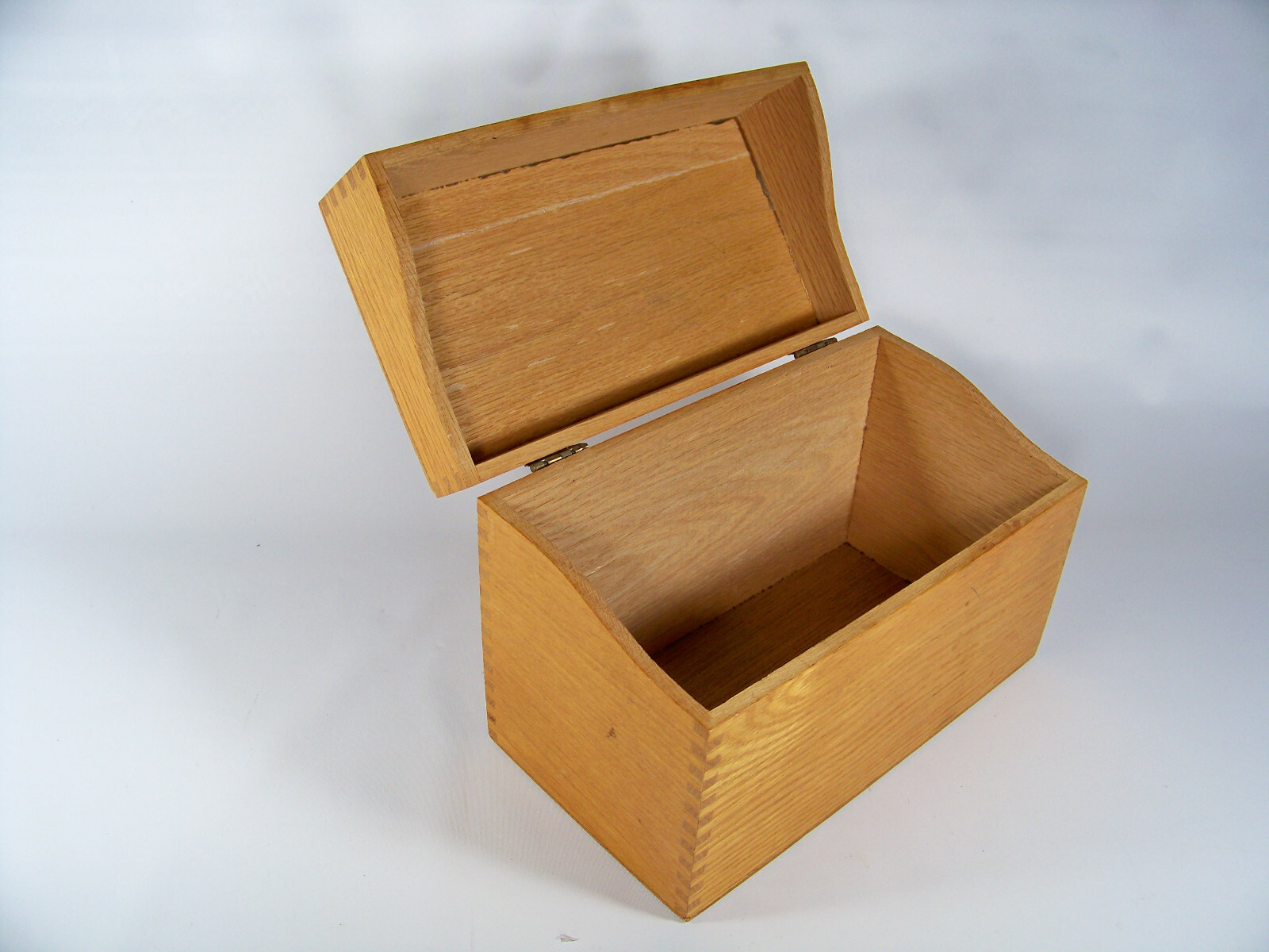 Hedges 458 Card File Recipe Light Oak Wood Vintage Oversized Box Dovetail