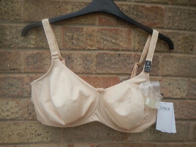 LISCA VICTORIA NUDE SIZE 42F UNDERWIRED BRA WITH  SET OF SEE THRU STRAPS NWT