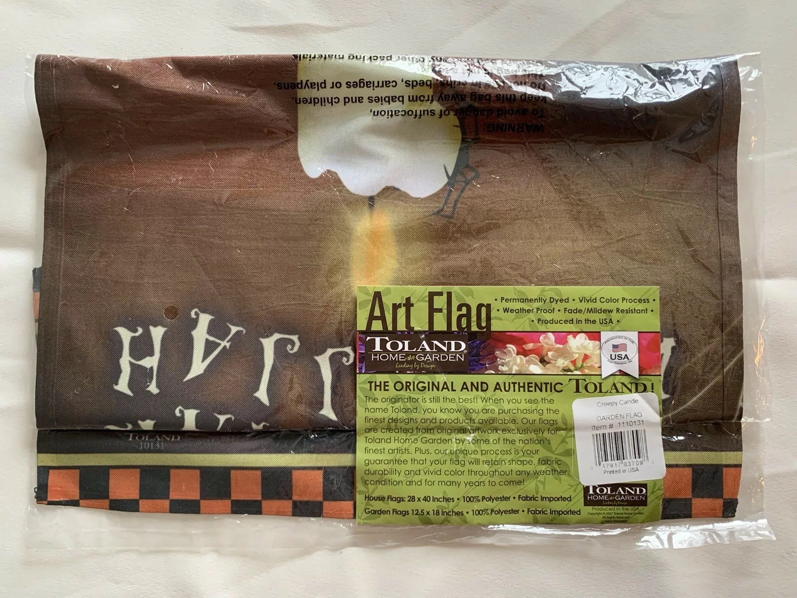 Toland Creepy Candle 12.5 x 18 Spooky Happy Halloween Spider Web Garden Flag