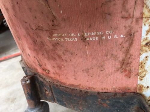 VINTAGE ENCO BARREL  W/ GEAR OIL GX140 LUBE PUMP* ENCO * THE HUMBLE OIL CO.