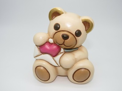Orso Teddy Oliver THUN Con Tulipano - Soprammobile In Ceramica Dipinto A Mano - 14,3 Cm - Foto 5