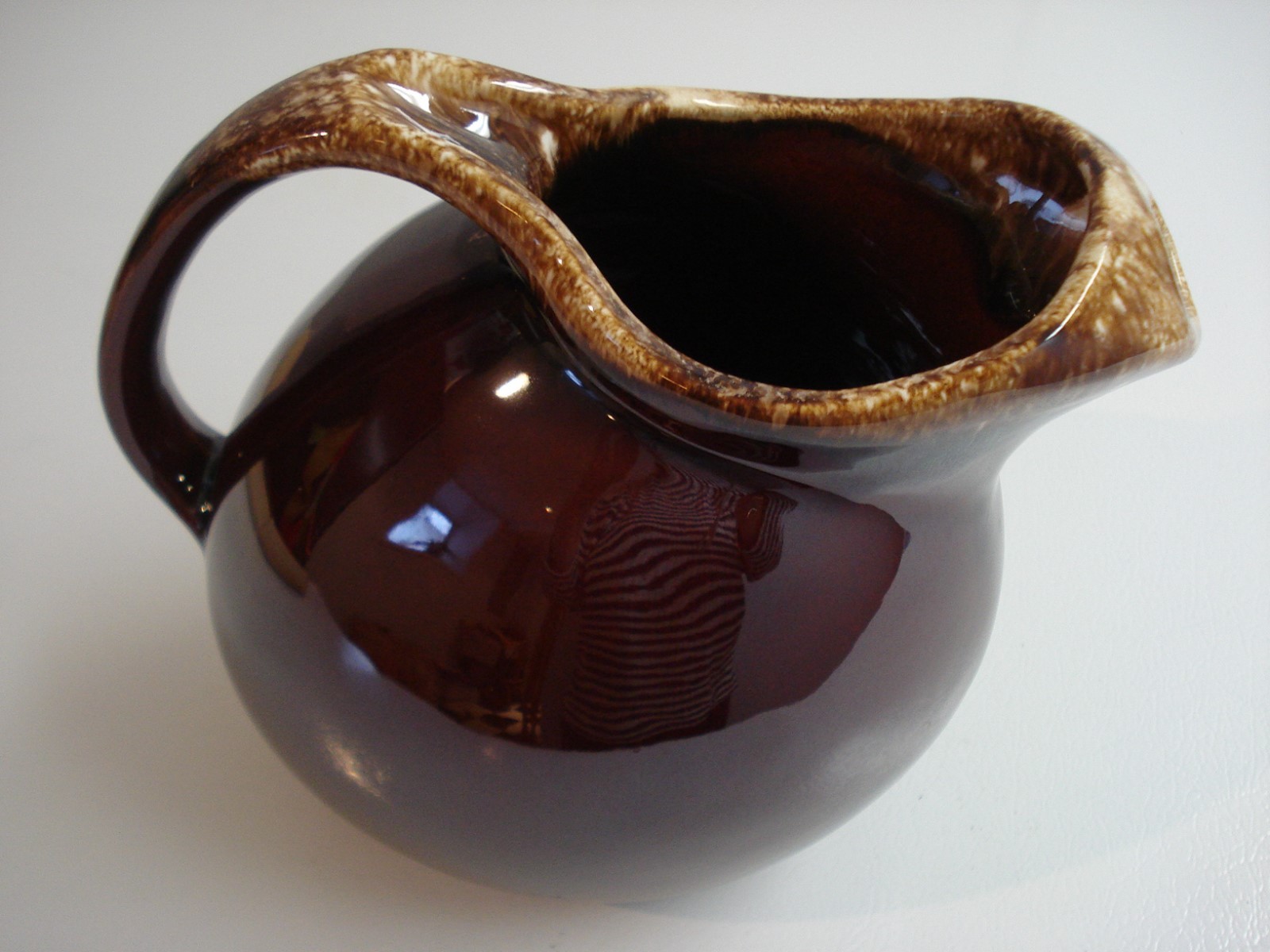 Vintage HULL Oven Proof USA Brown Drip Glaze Pitcher w/Ice Lip---MINT CONDITION