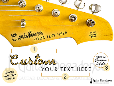 Custom Classic Two-Line Guitar Headstock Waterslide Decals 