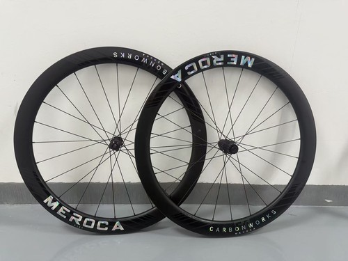 MEROCA 50mm Carbon Road Wheelset 700C Clincher Thru Axle Disc Brake for Shimano
