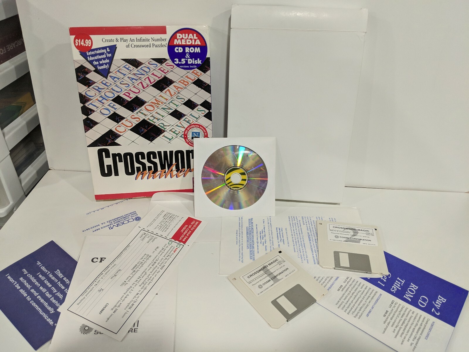 Swift Crossword Maker Platinum For Windows 95 PC CD-ROM 3.5 Disk