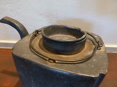 Excellent Antique chinese pewter teapot, details, heavy - locate