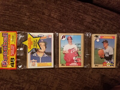 1987 Topps Baseball Unopened Rak Pak, Clemens Showing EXCELLENT Condition 