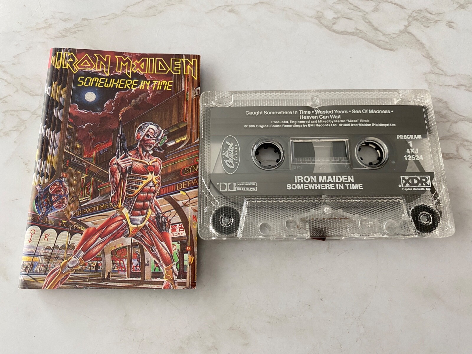 Iron Maiden Somewhere In Time CASSETTE Tape 1986 Capitol 4XJ