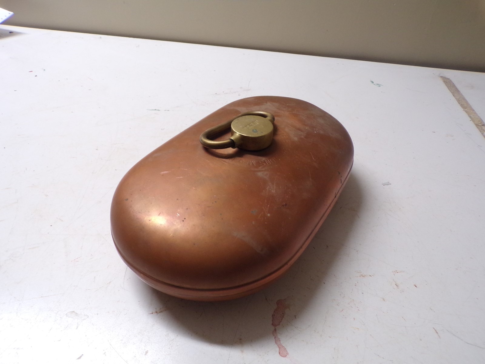 1911 Copper Foot Bed Warmer engraved Dr. Eustace Lebanon Kansas St. Charles MO