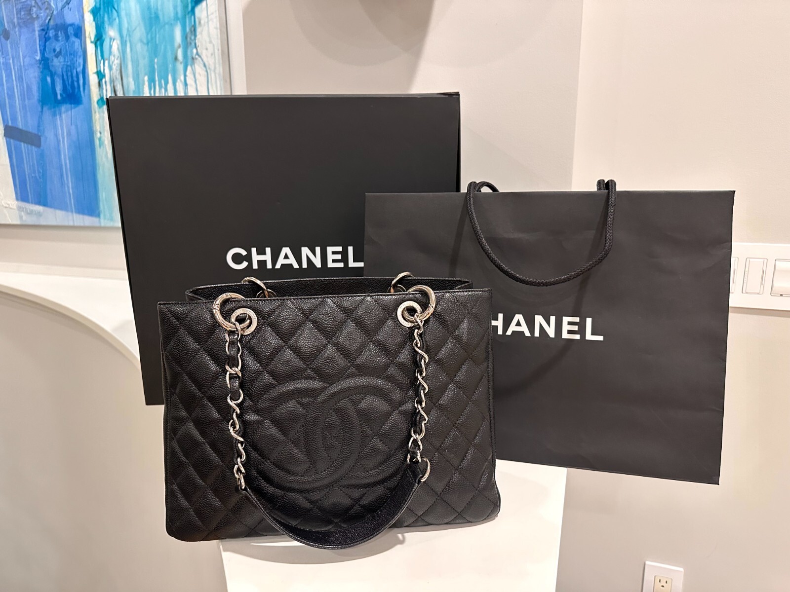 シャネル　CHANEL　GST CHANEL GST Chain Tote Black Leather for sale online | eBay