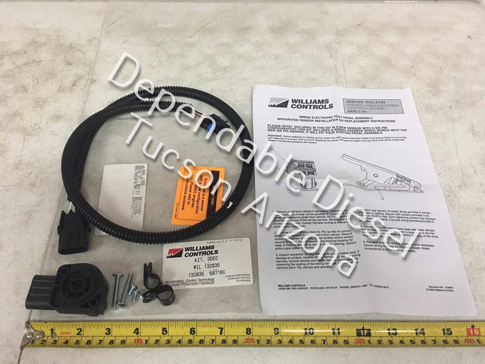 DDEC III IV Electric Foot Pedal Sensor Kit Williams Controls