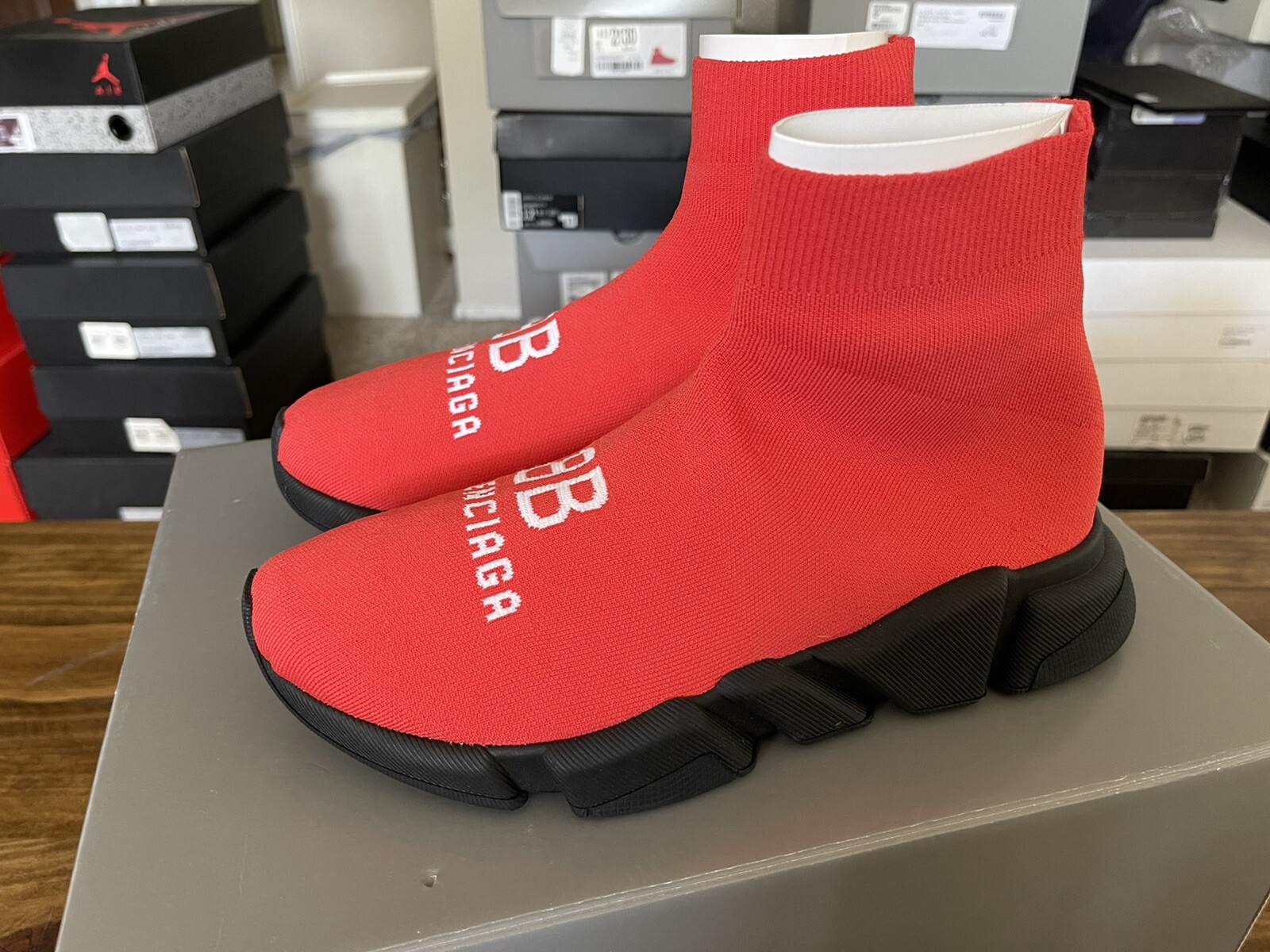 関税込【BALENCIAGA】スピードニットスリッポンスニーカーRed Balenciaga Speed Knitted slip-on Sneakers | Red | FARFETCH