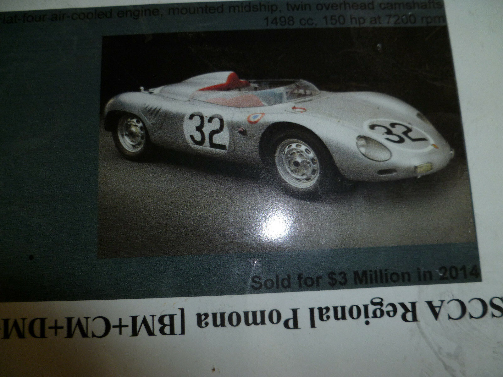 1960 Pomona Trophy Plate-3rd Place to Steve Herrick Porsche 718 RSK Spyder