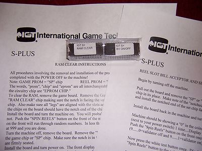 IGT S+ S-Plus Slot machine RAM & BV Bill Validator clear set chips &instructions