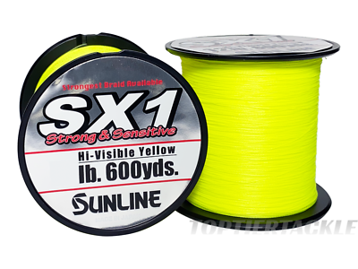 Sunline SX1 Braided Fishing Line Hi-Vis Yellow 600 Yard Spool - Select Lb.  Test