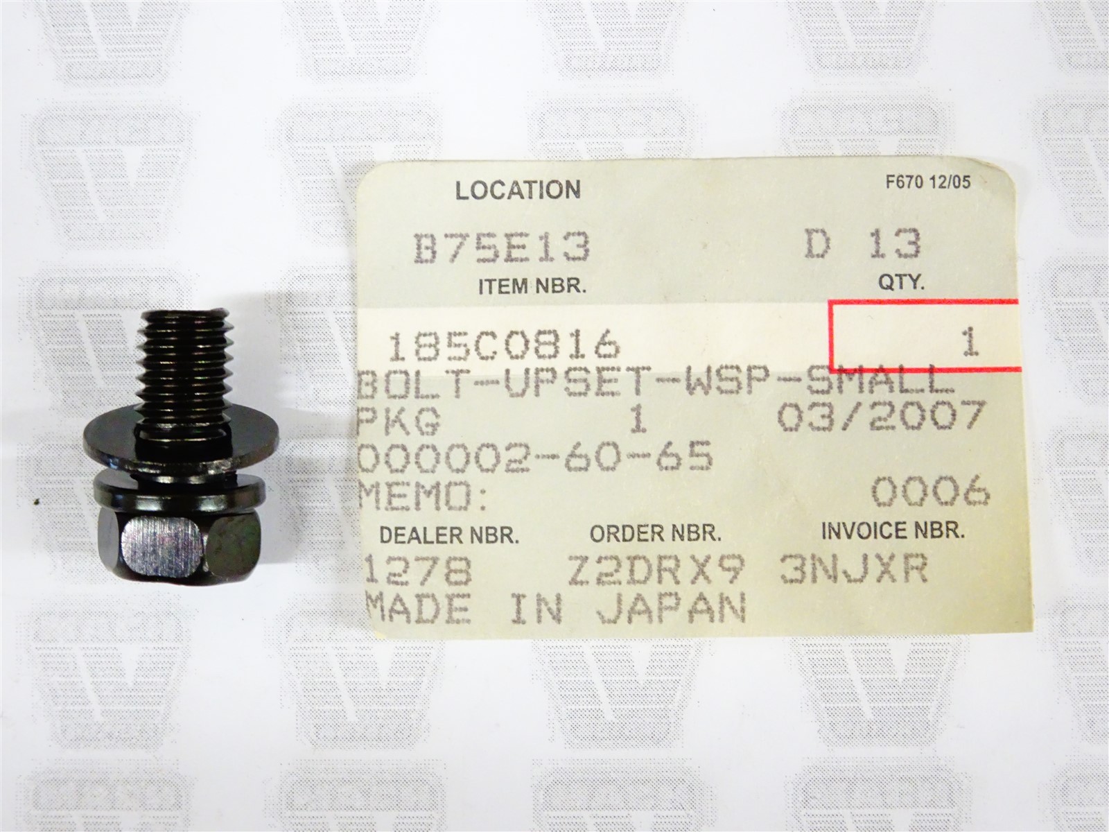 Kawasaki NOS NEW 185C0816 Upset Bolt 8x16 EN KD KE KLF VN ZN