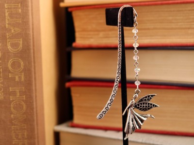 Scrolled Bookmark Dancing Fairy in Starlight Tibetan Silver with Swarovski Beads