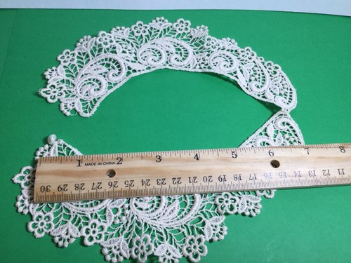 VINTAGE LACE COLLAR WITH BUTTON CLOSURE ECRU COLOR 15” INSIDE MEASUREMENT