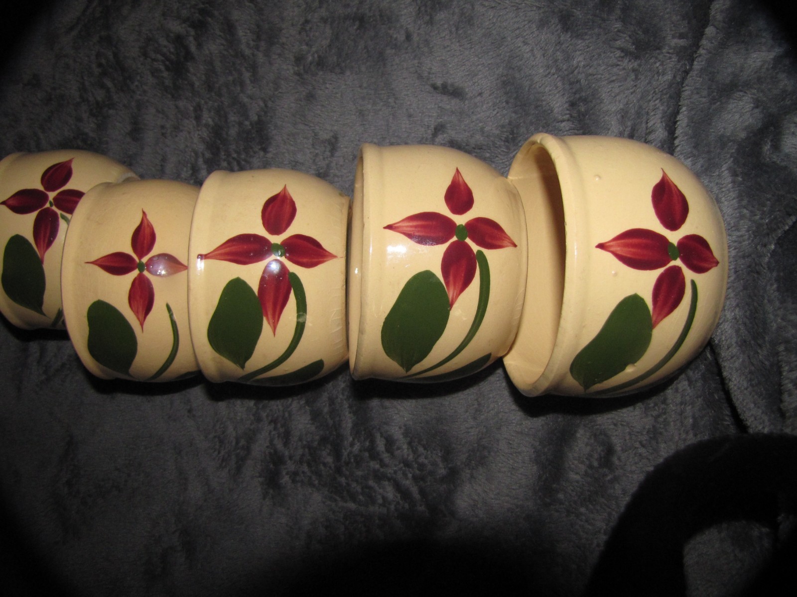 Watts pottery starflower bean cups