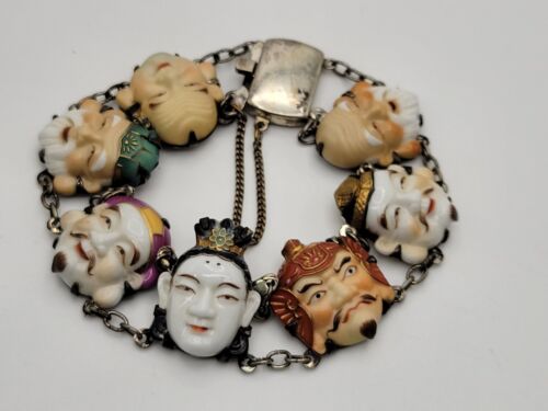 Vintage Toshikane Seven Gods of Fortune Porcelain Silver Vintage Toshikane Seven Gods of Fortune Porcelain Silver