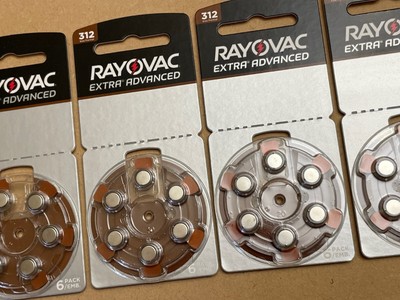 24 Rayovac Hearing Aid Batteries 312  NEW IN PACKAGES 1.45V Apr - Jun 2024 Exp.